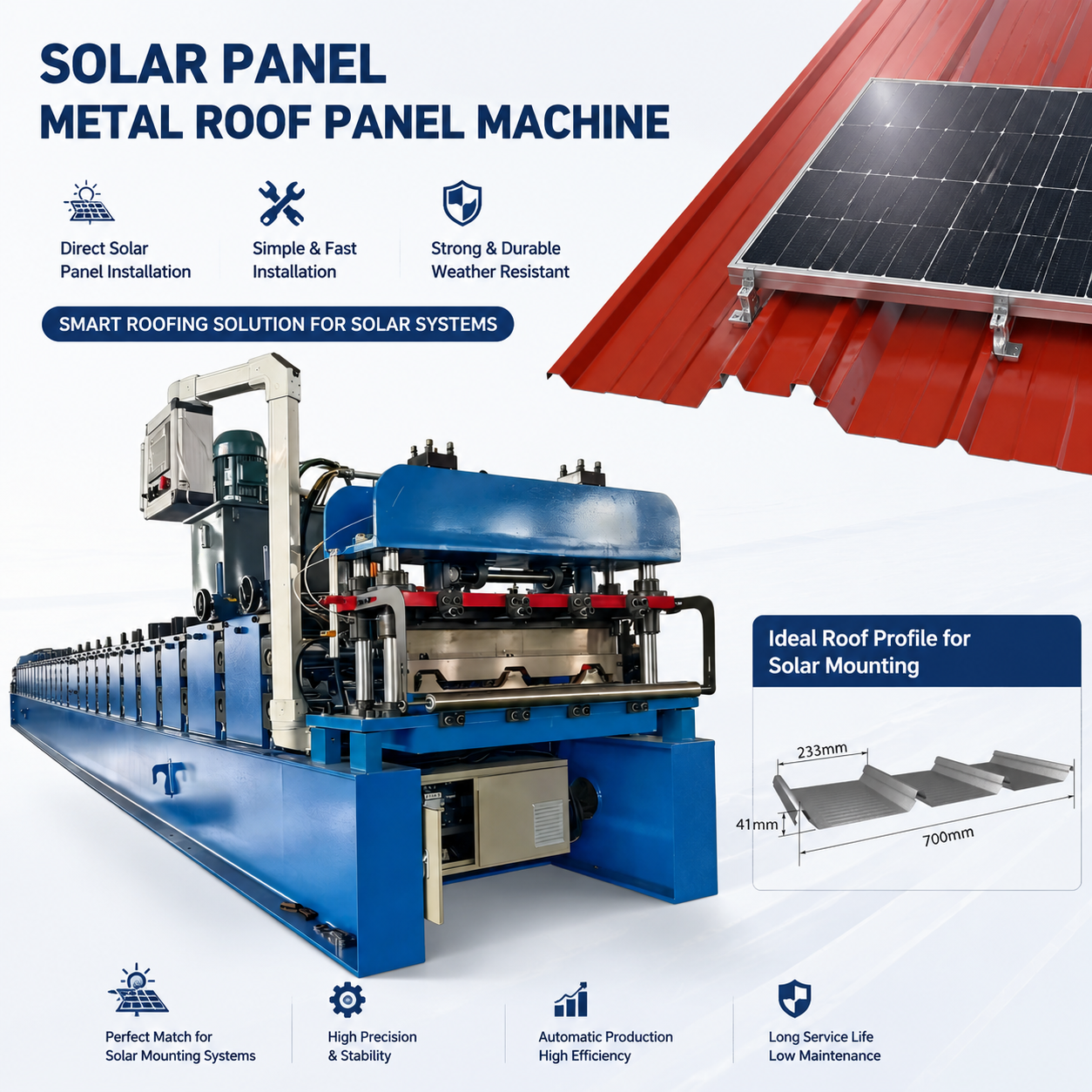 Solar Panel Metal Roof Panel Machine Smart Roofing Solution for Integrated Solar Installation