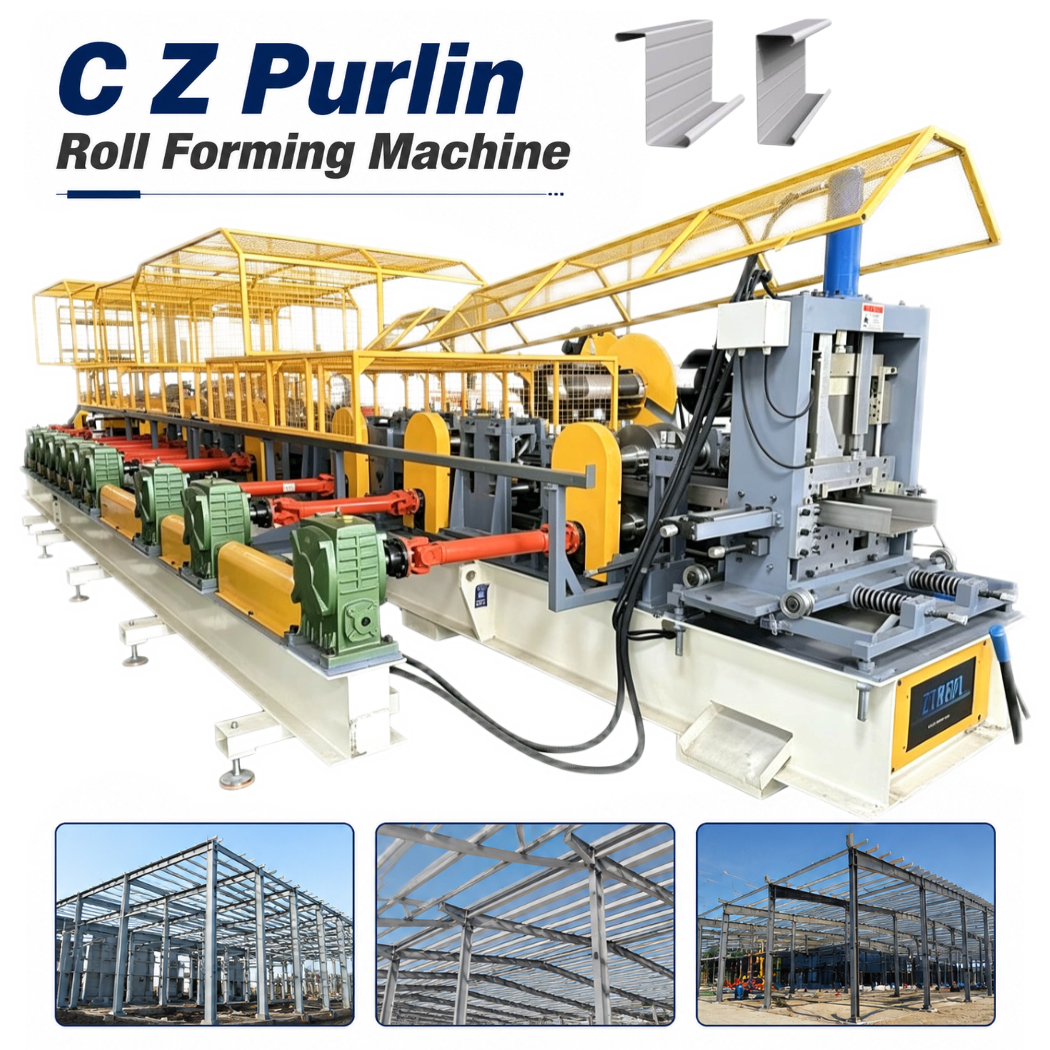 Automatic C Z Purlin Roll Forming Machine for Steel Structure