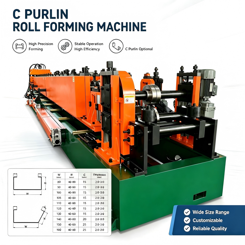 High-Speed C Purlin Roll Forming Machine for Steel Structure