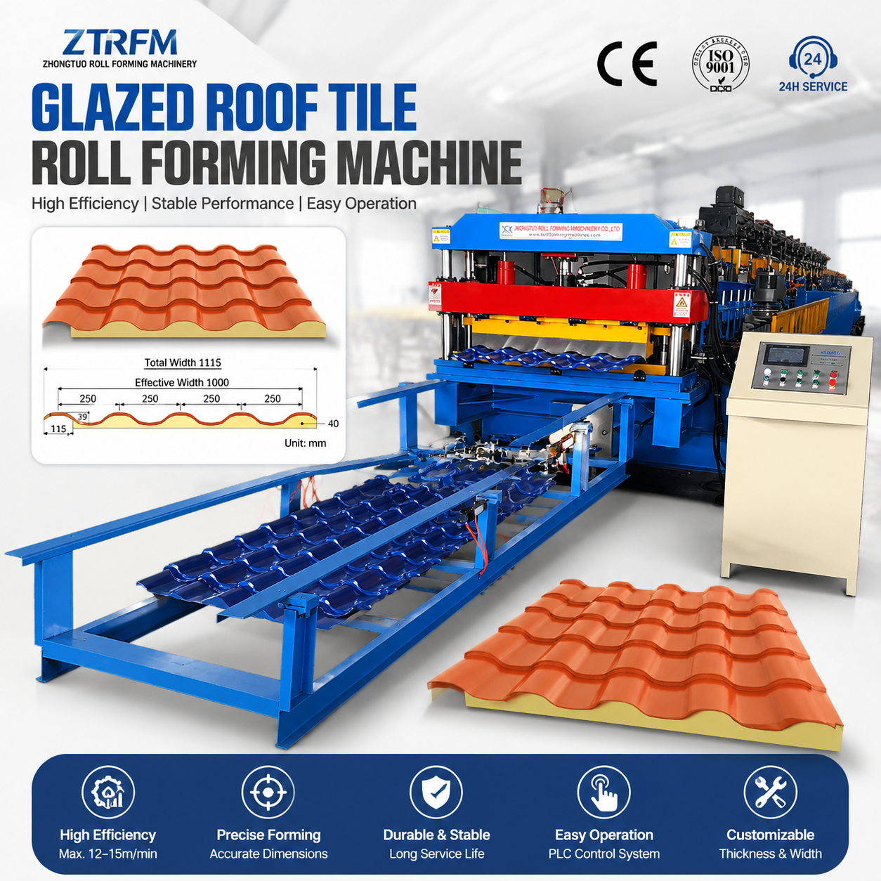 High-Speed Glazed Tile Roll Forming Machine