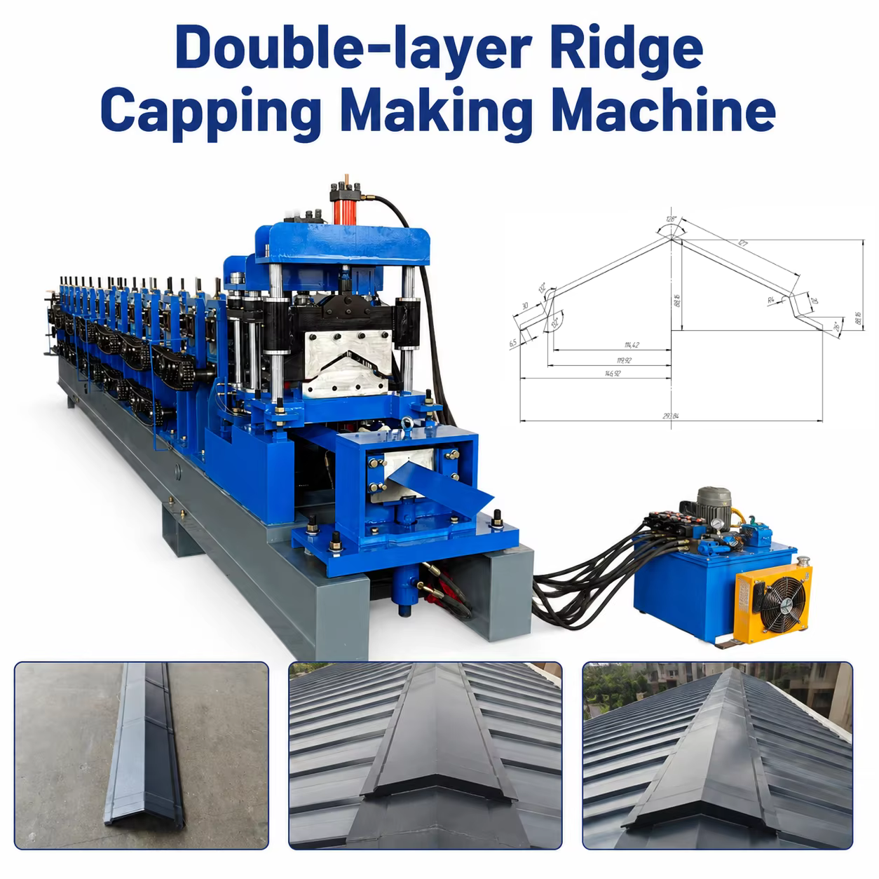 Metal Roof Ridge Cap Roll Forming Machine for Steel Production