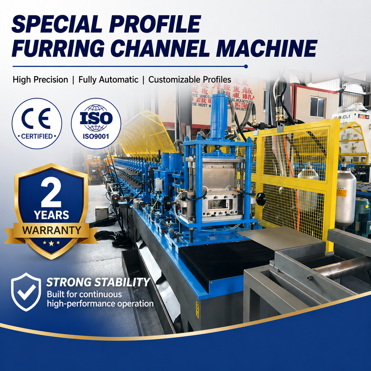 Automatic Metal Furring Channel Roll Forming Machine for Ceiling Profiles