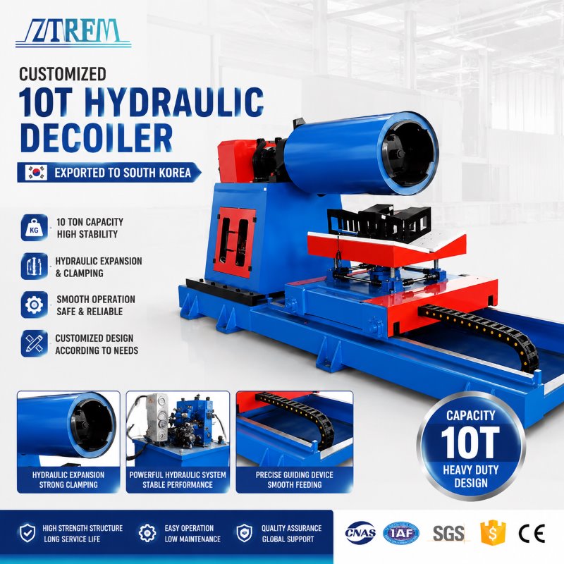 10 Ton Hydraulic Decoiler with Loading Trolley for Coil Handling