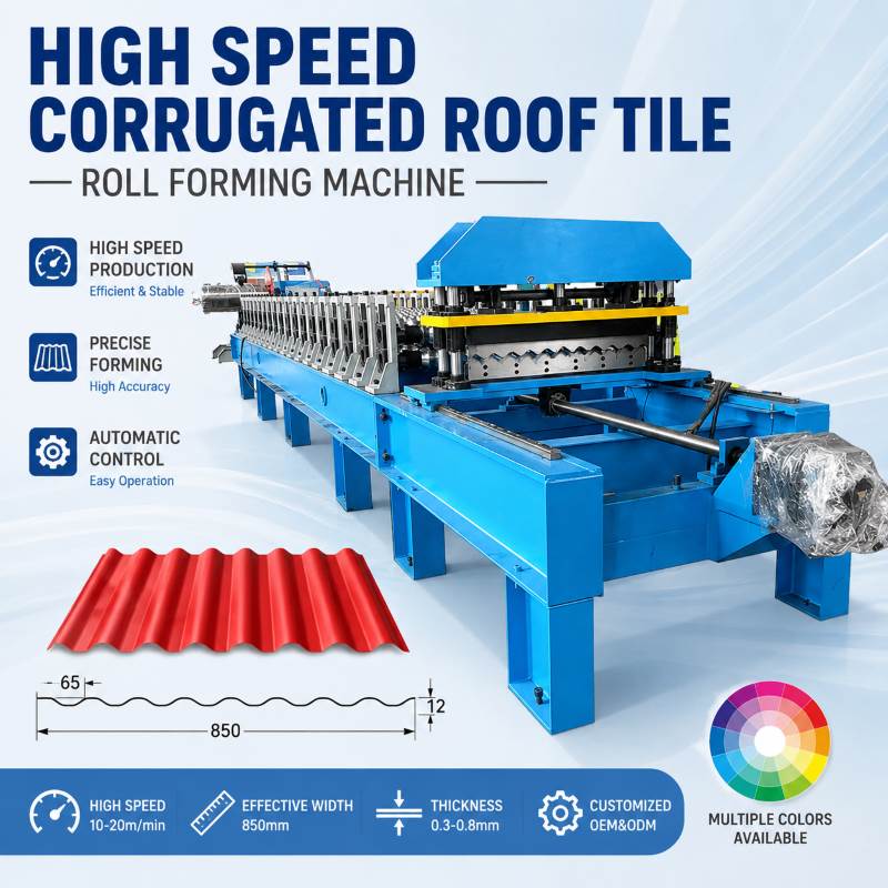 High Speed Corrugated Roof Sheet Roll Forming Machine for Color Coated Steel