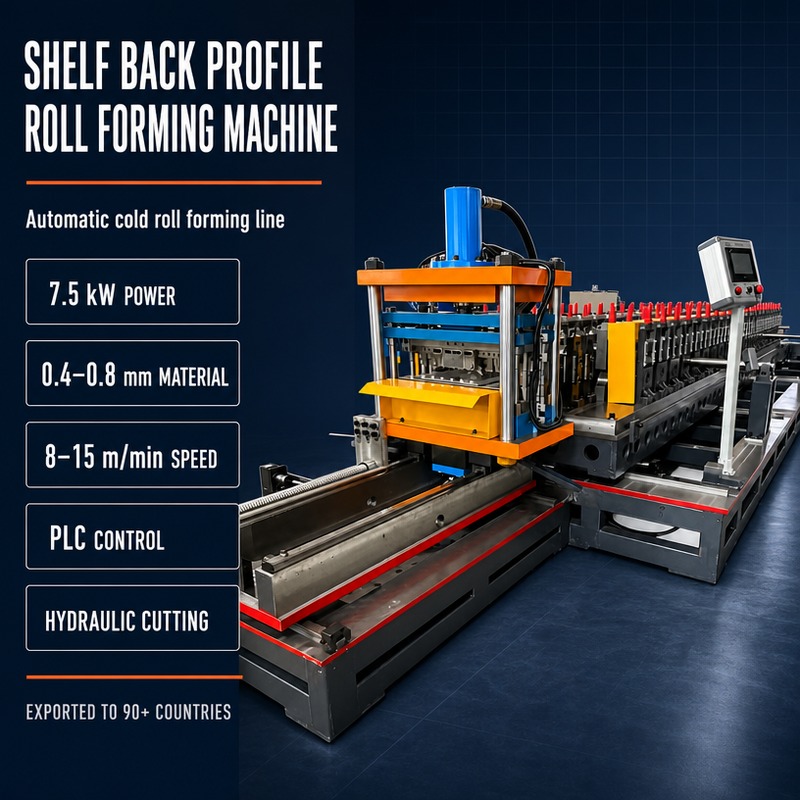 Automatic supermarket shelf back panel roll forming machine
