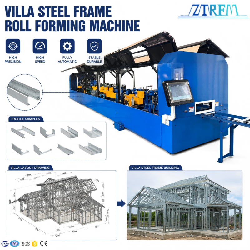 Light Gauge Steel Villa Frame Roll Forming Machine for Prefab Keel Production