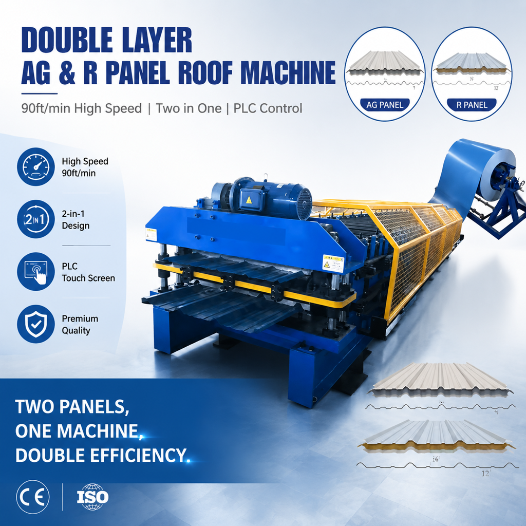 High Speed Double Layer AG R Panel roof sheet making machine