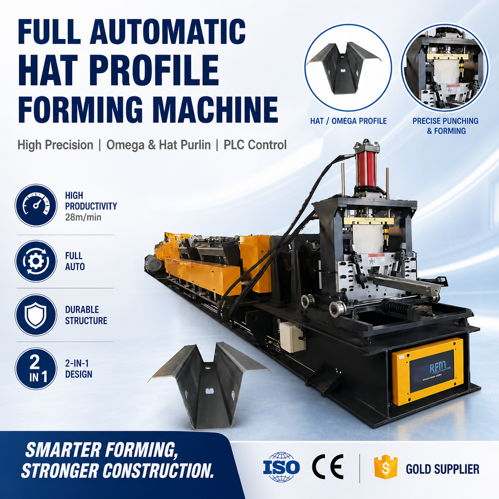 Full Automatic Hat Profile Machine High-Precision Omega Purlin Roll Forming Solutions