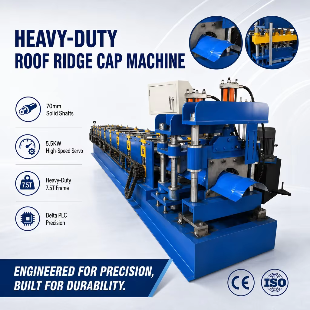 Heavy Duty Colored Steel Roof Ridge Cap Roll Forming Machine