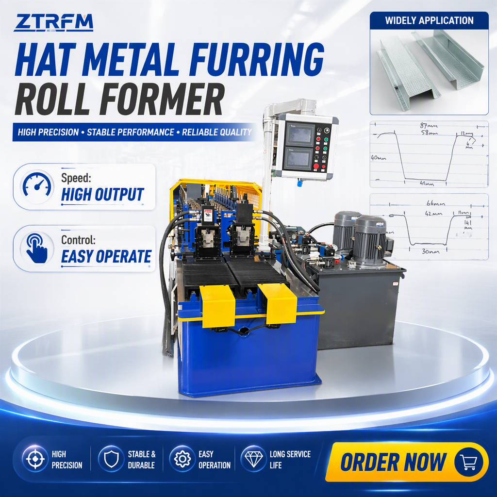 One Line Two Profile Hat Channel Roll Forming Machine Double Profile Roll Former Manufacturer