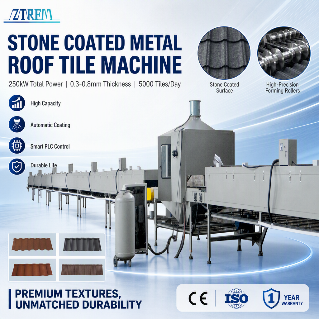 Stone coated metal roofing tile production line
