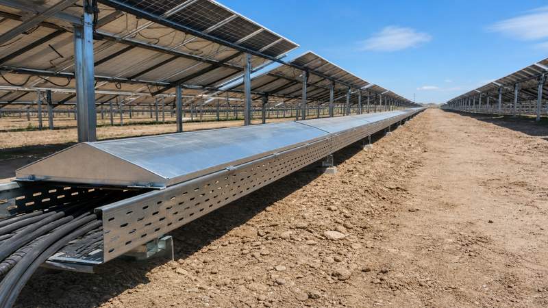 Utility-Scale Photovoltaic Solar Farm Inverter & DC Cable Trays