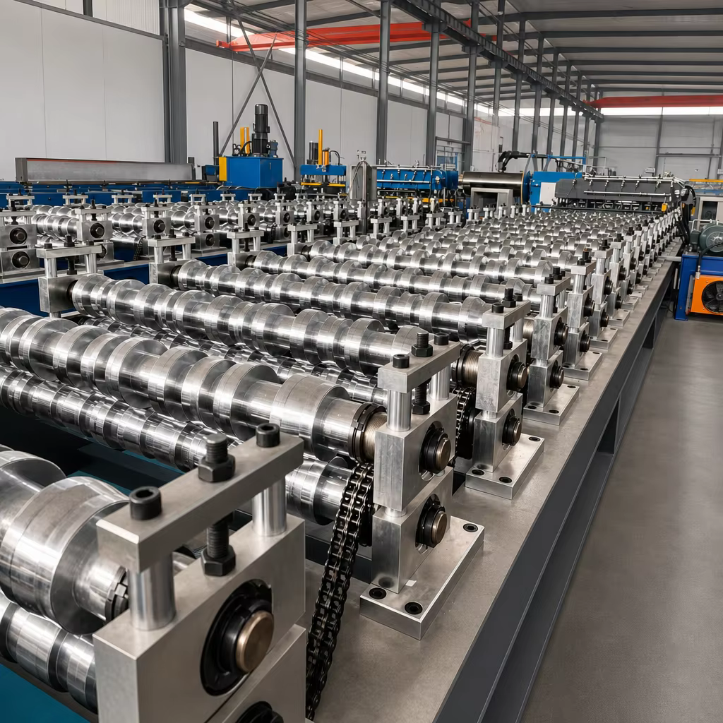 Roller stations of the glazed tile forming line during production