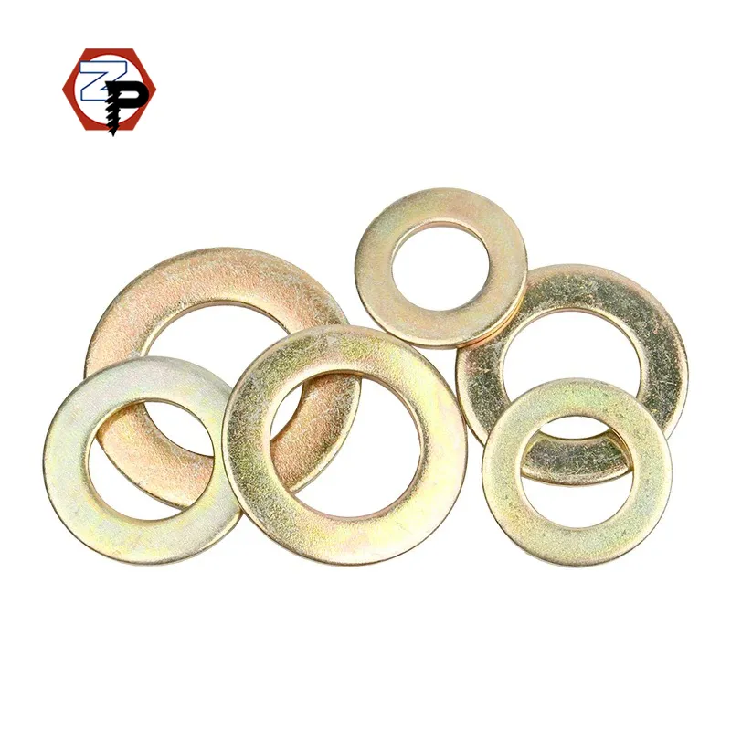 Yellow Zinc Plated Carbon Steel Grade 4.8 8.8 Flat Washers M3 M4 M5 M6 M8 M10 M12 M16 M20 DIN125 GB97 High Carbon Steel Washers