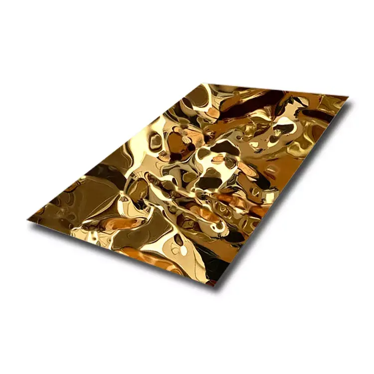 Embossed Golden Water Ripple Wave Decorative Stainless Steel Sheet Mirror 302 304 304l Water Corrugated Stainless Steel Plate