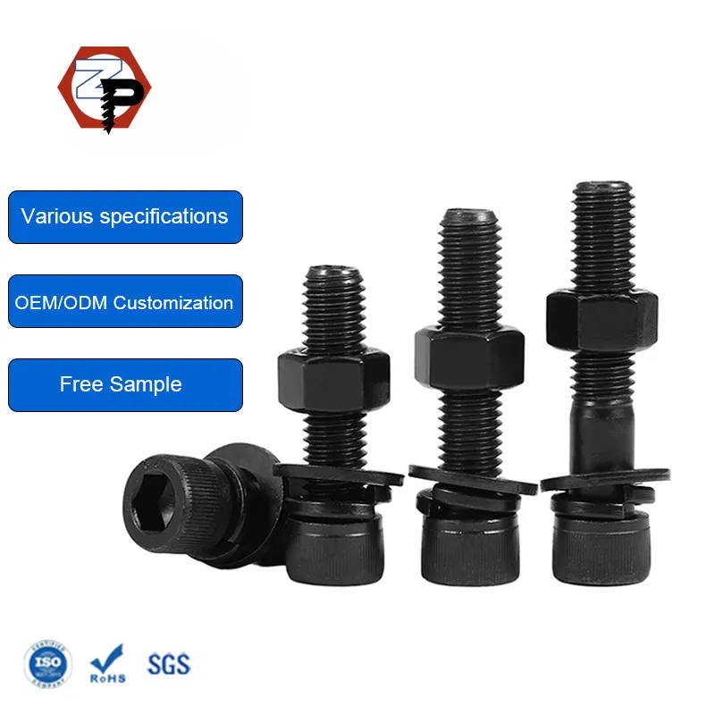 DIN912 Steel M8 M12 M16 Black Oxide Grade 8 Cylinder Head Bolt Hex Hexagon Socket Cap Head and Nut Set Hex Socket Cap Head Bolt+8mm+M3