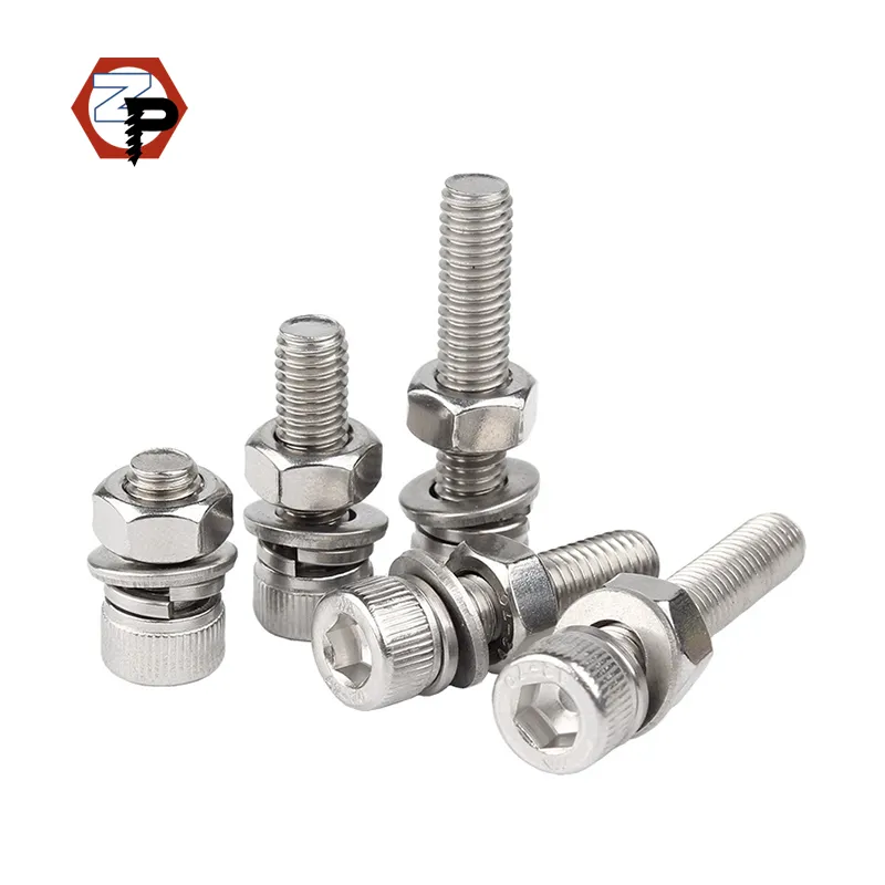 Stainless Steel Bolts DIN912 SS 304 A2-70 Hexagon Socket Screw Bolt M5 M6 M8 M10 M12 ISO4762 316 Plain With Nut and Washer Hex Socket Cap Head Bolt+8mm+M5