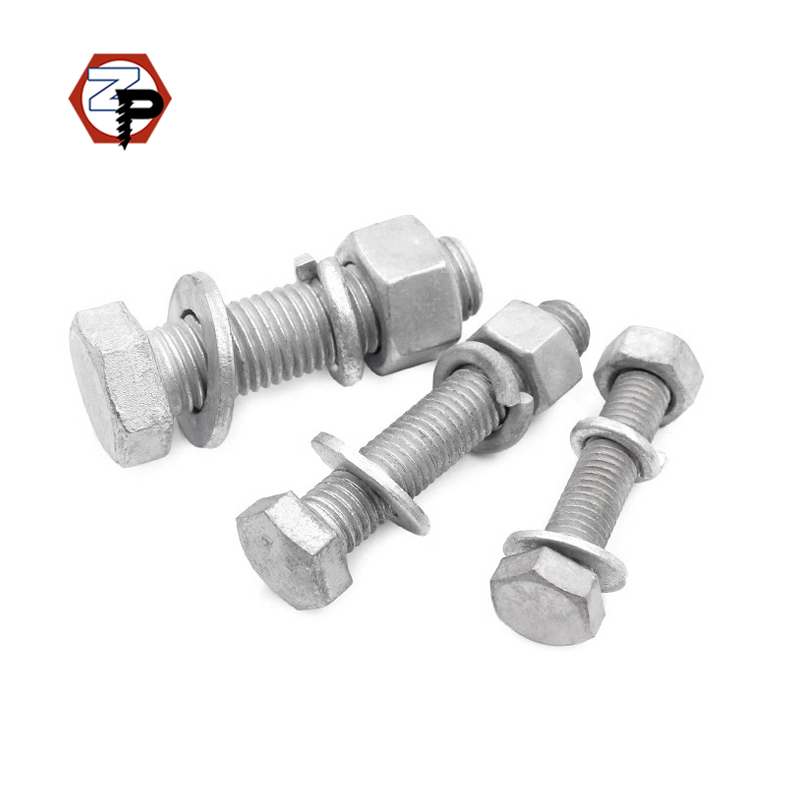 M12 HDG DIN933 Hexagon Head Bolt and Nut M16 M8 Carbon Steel Manufacturers Full Threaded Hex Bolts Hot Dipped Galvanized GB5783