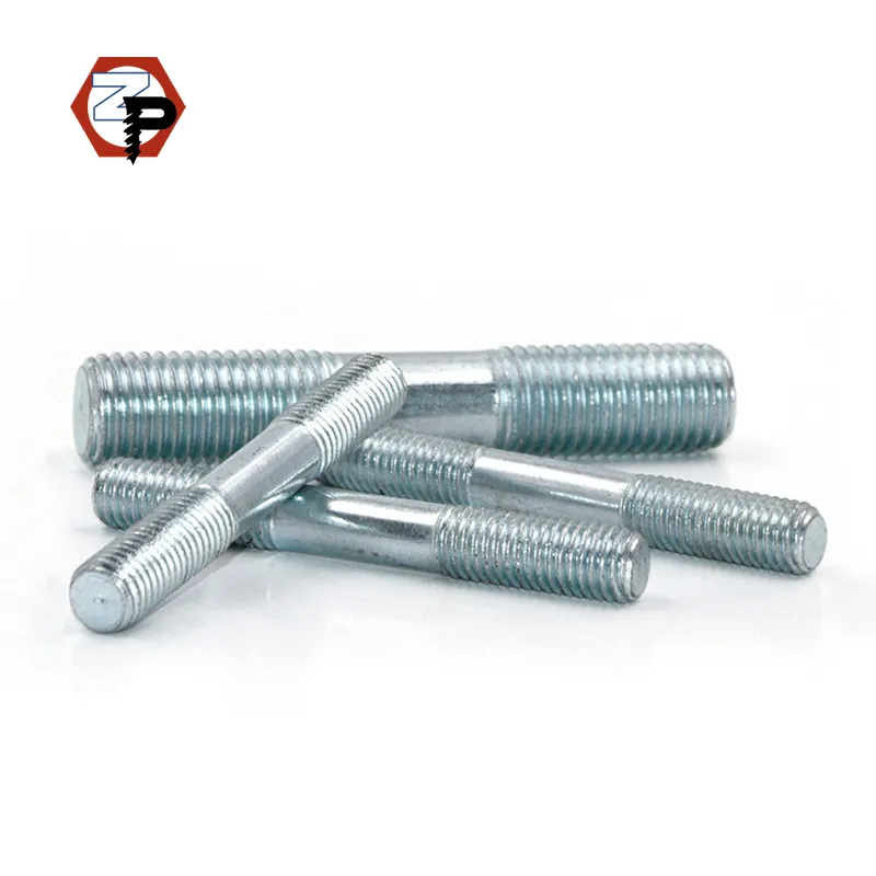 Factory Direct Sales Metric ASTM A193 Carbon Steel Zinc Plated M10 M16 M20 Threaded Rod Bolts Double End Studs Stainless Steel+M10