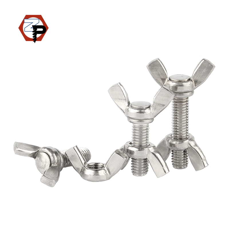 Stainless Steel Metric Thumb Bolts M3 M4 M5 M6 M8 Square Butterfly Wing Screws Plain Surface Wing Bolt and Nut