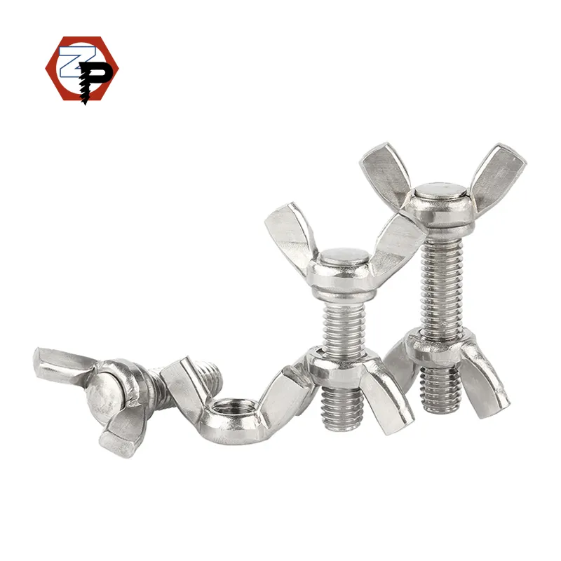 Stainless Steel Metric Thumb Bolts M3 M4 M5 M6 M8 Square Butterfly Wing Screws Plain Surface Wing Bolt and Nut Butterfly bolts+6mm+M4
