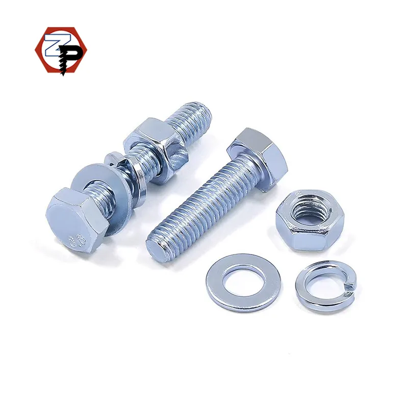 Zinc Plated GB5783 Hexagon Head Bolt and Nut Washer DIN933 M6 M8 M10 M12 M16 Grade 8.8 Carbon Steel External Hex Bolts Hex Head Bolts+8mm+M6
