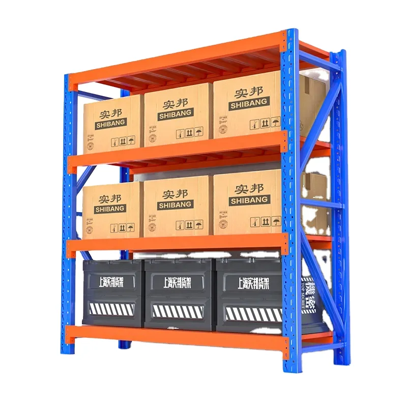 Factory 4-Layer Boltless Adjustable Rack 800-1000kg Garage Warehouse Heavy Duty Racks & Industrial Shelving Units