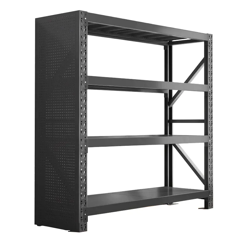 Hole Board Shelf Hardware Tool Rack Cold Rolled Steel 4-Layer Thickened Large Capacity Storage Shelf for Household & Basement