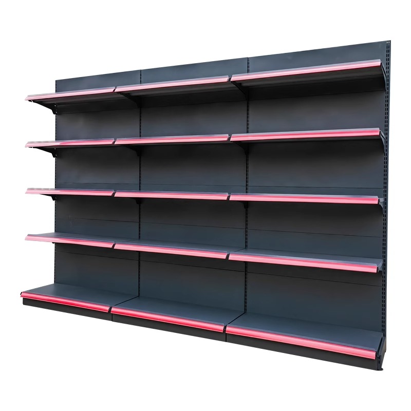 Heavy-Duty Supermarket Shelf for Candy Storage Metallic Single- and Double-Sided Floor Display Rack for Store Use