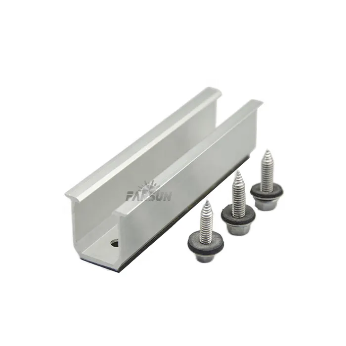 FarSun Solar Panel Racking System Mini Short Rails Metal Roof Mini Rail Roof Mounting+0-45°+Aluminum Alloy
