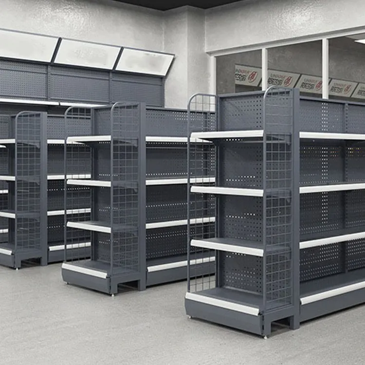 Supermarket Double-Sided Adjustable Gondola Shelf Light Duty Boutique Store Rack Display Cold Rolled Steel Easy Installation 1-7 Layers+120-160 kg+W900/1200*D250/300/350/400/450/500*H1300/1600/1900/2200mm+ODM+Black/white/gray/wood grain/yellow/blue/red etc.