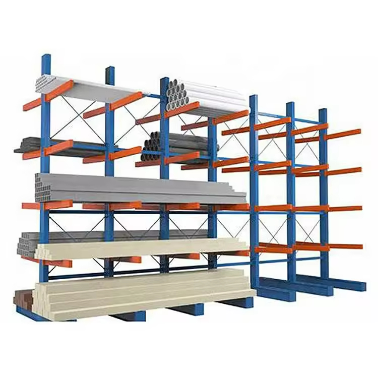 Heavy Duty Adjustable Steel Cantilever Racking System 50-1500 kg Capacity Industrial Storage Racks and Shelves
