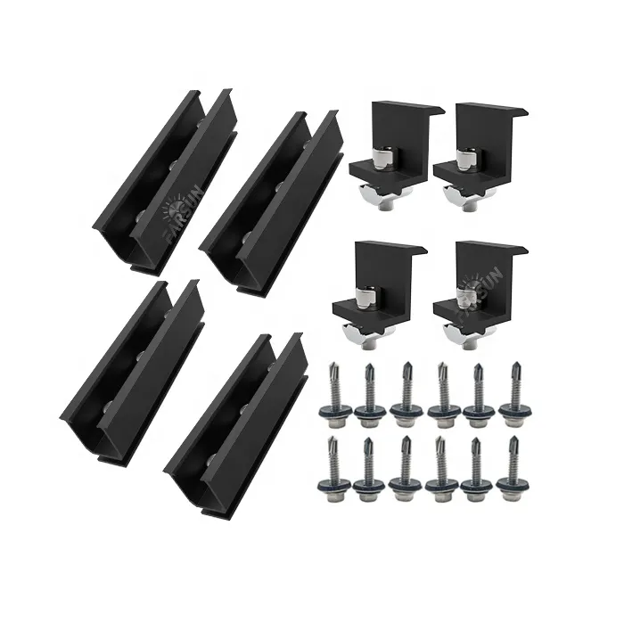 FarSun Aluminium Structure Roof System Racking Solar Mini Short Rails Roof Mounting+0-45°+AL6005-T5&SUS410