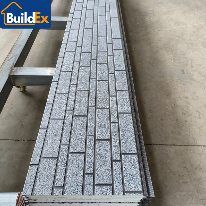 New Arrival Metal Carved Panels Wall Cladding System Insulated Fireproof PU Sandwich Core Decorative Panel Prefabricated House