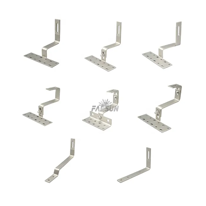 FarSun Solar Roof Mounting System Photovoltaic Parts Adjustable Roof Hook Roof Mounting+0-60°+SUS304 & AL6005-T5