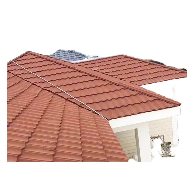 Fiberglass Stone Coated Lightweight Heat Resistant Metal Roof Shingles for Apartment Temple & Villa Brown+0.18mm