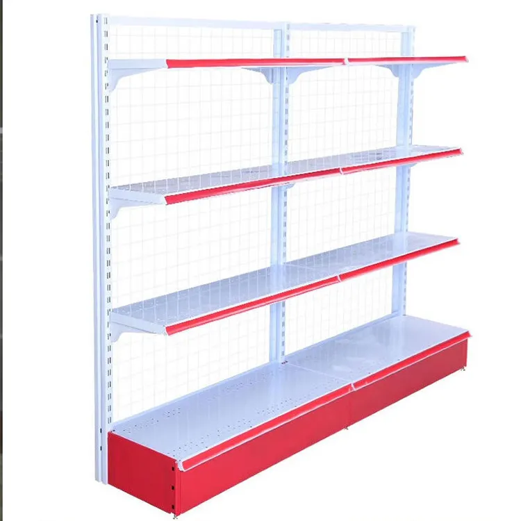 Single-Sided Heavy-Duty Steel Gondola Shelving Light-Duty Supermarket Shelves for Market Use Metallic Material
