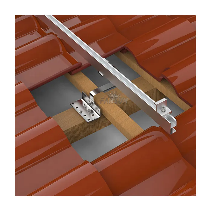 FarSun Tile Rooftop Solar Hook Roman Tile PV Panel Roof Roof Mounting+0-60°+SUS304 & AL6005-T5