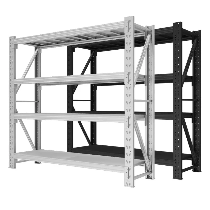 4 Tier Medium Duty Warehouse Storage Shelving Unit Hanging Installation 0.5mm Thick Steel Frame Home Delivery Shelving
