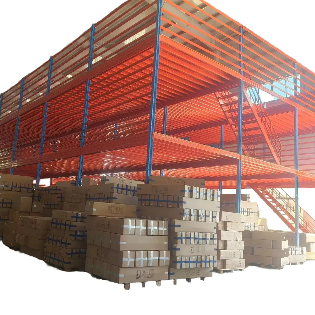 Heavy Duty Steel Mezzanine Floor Racking System with Staircase Platform for Warehouse Storage and Space Optimization 1500 kg