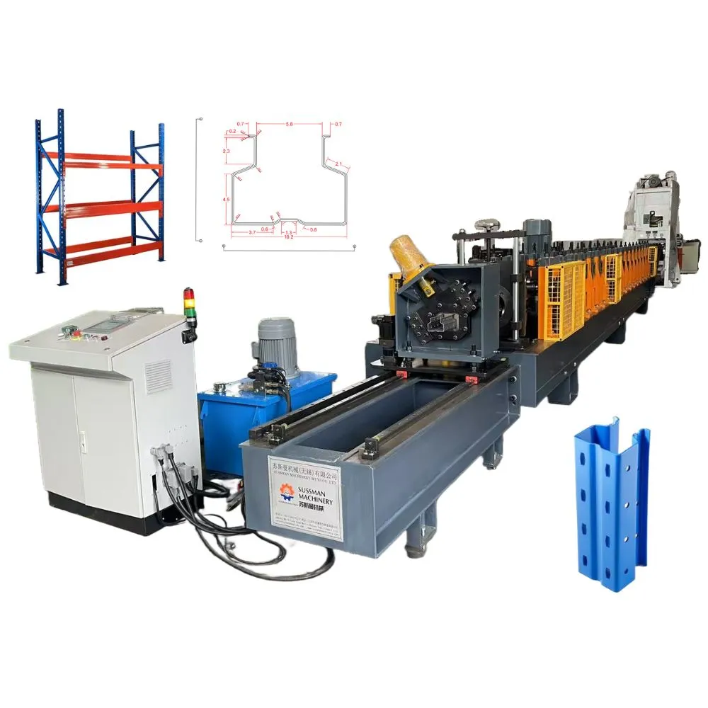 New 1.5-2.5mm Thickness Carbon Steel Warehouse Storage Heavy Duty Upright Racking Post Roll Forming Machine