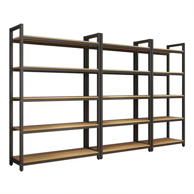 Customized Light Duty Metallic Gondola Shelving for Grocery Store Display Racks Supermarket General Store Shelf Black/white/gray/wood grain/yellow/blue/red/or customized colors+W900/1200*D250/300/350/400/450/500*H1300/1600/1900/2200m+ODM
