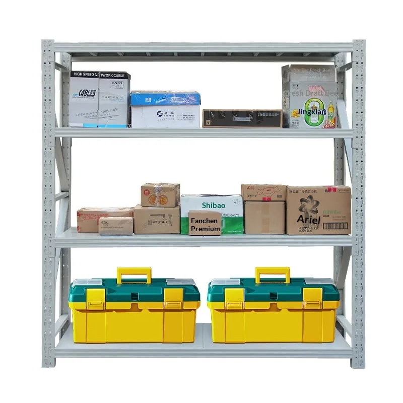 4-Layer Beam Type Cold Tie Steel Gray Light Warehouse Household Goods Storage Rack 100KG Capacity Customization Add layer+1200mm+100kg