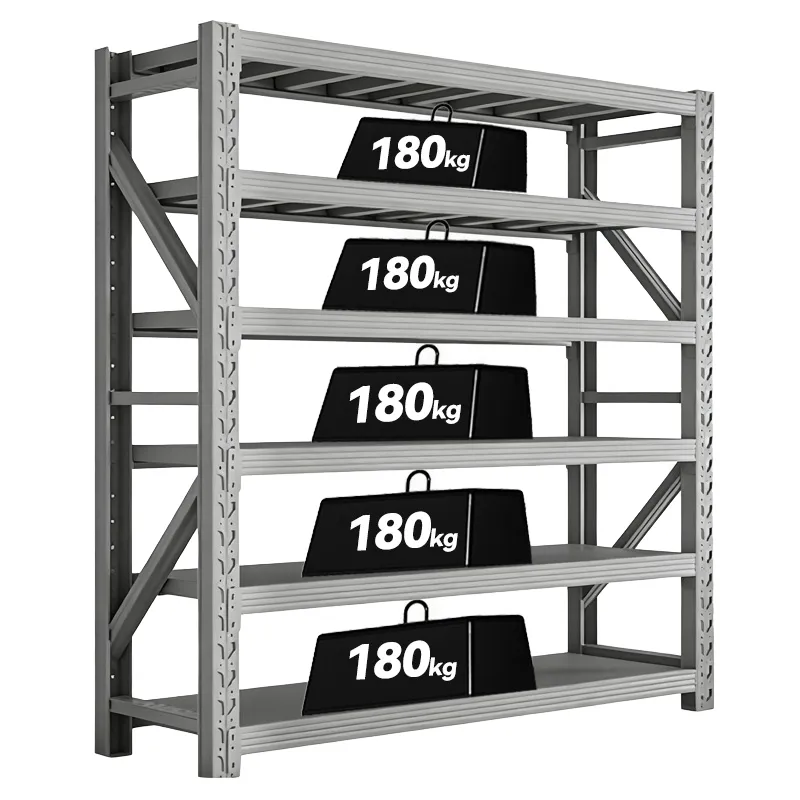 5/6 Layer Powder Coated Light Duty Shelving Steel Warehouse Shelves Adjustable Industrial Rack Garage Metal Workshop Shelf Add layer+1200mm+100kg