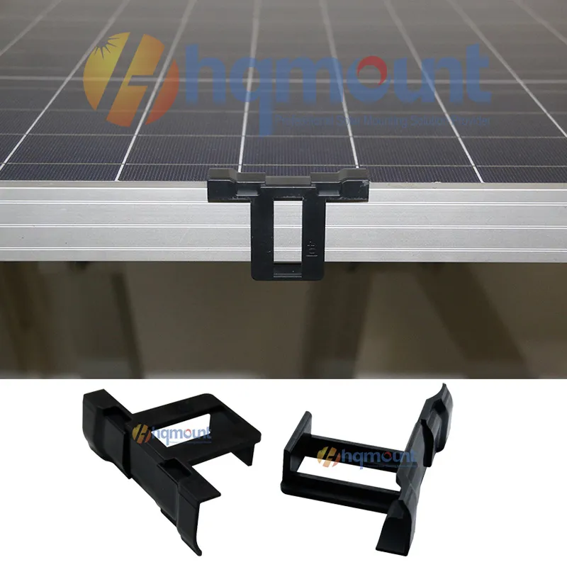 HQ MOUNT Solar Panel Water Guide Drain Clip Manufacturer 30mm 35mm 40mm PV Module Cleaning Clips 0+Al6005-T5+Ground Mounting