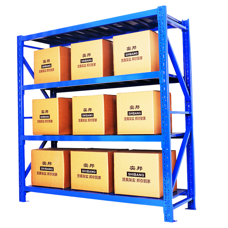 4-Tier Adjustable Light Metal Racking System Multifunctional Storage and Light Duty Load Capacity Steel Warehouse Rack