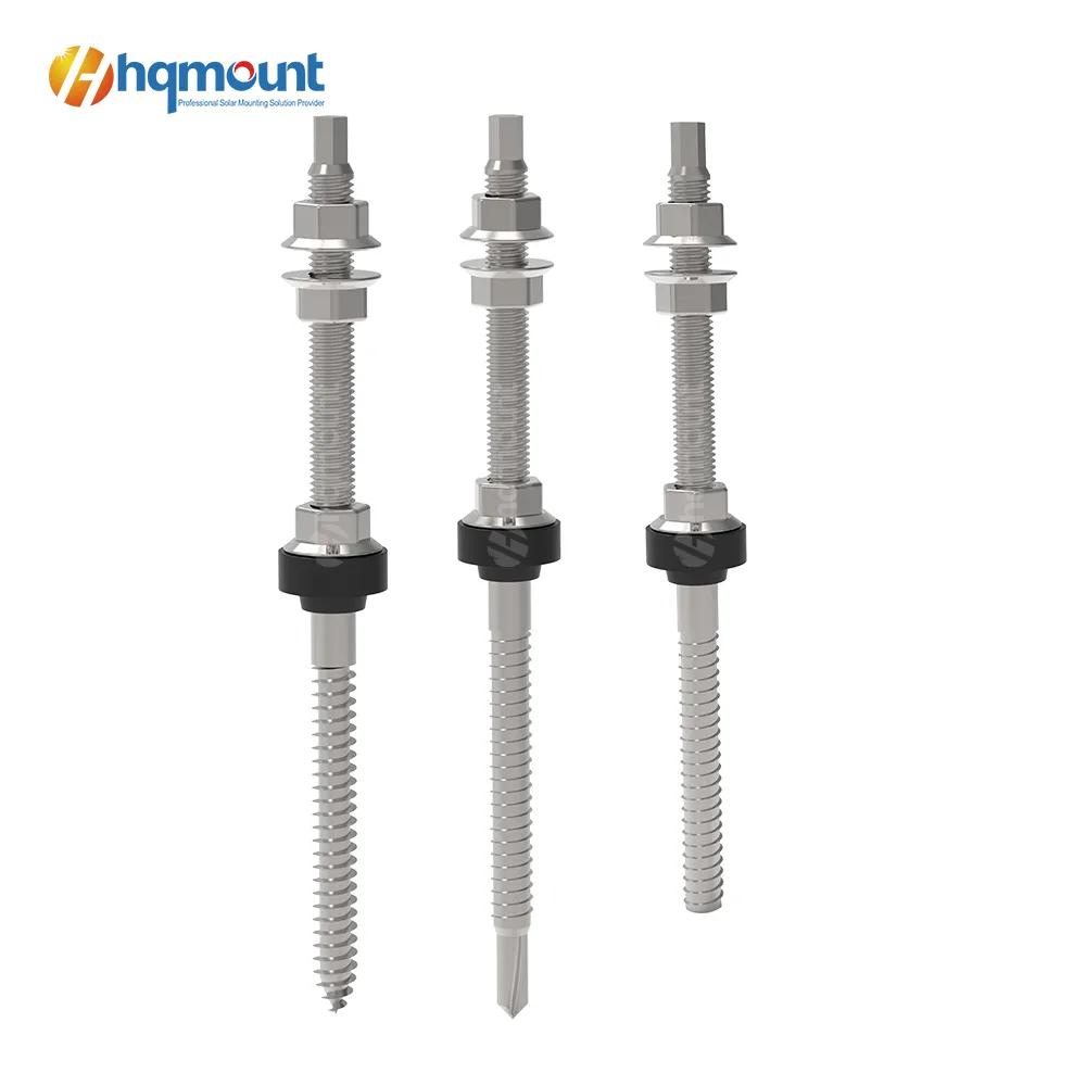 M10 M12 200/250/300/350 mm Stainless Steel Solar Hanger Bolts Pv Double Thread Self-drilling Screw