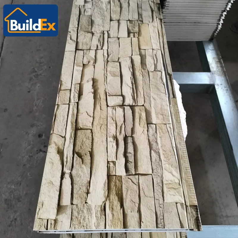 Stone Pattern Metal Carved Wall Panel PU Core Thermal Insulation for Building Exterior Facade Decoration