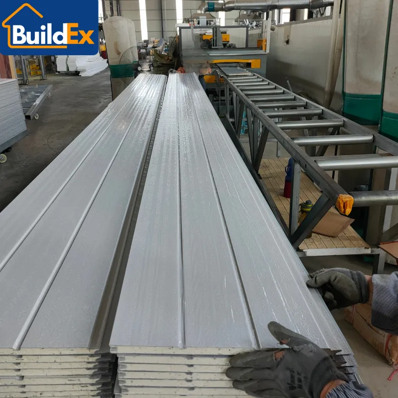Exterior Wood Grain Metal Sandwich Panel with PU Insulation Core Decorative Wall Cladding System