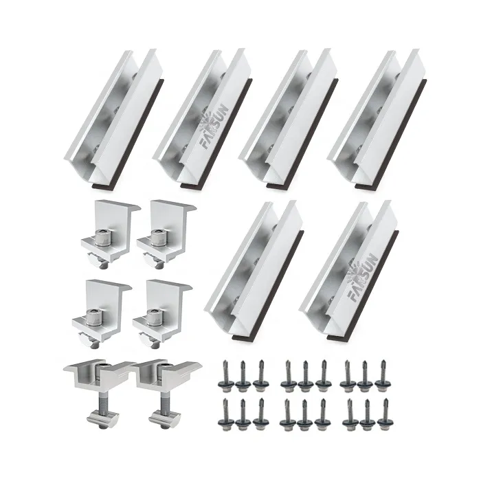 FarSun Trapezoidal Solar Rail System Solar Panel Mini Rail Mounting Kit Roof Mounting+0-45°+Aluminum Alloy